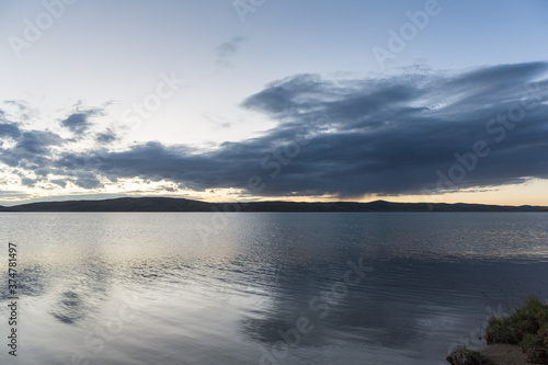 plateau lake landscape in twilight