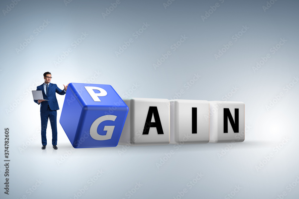 No pain no gain concept with businessman No pain no gain concept with businessman