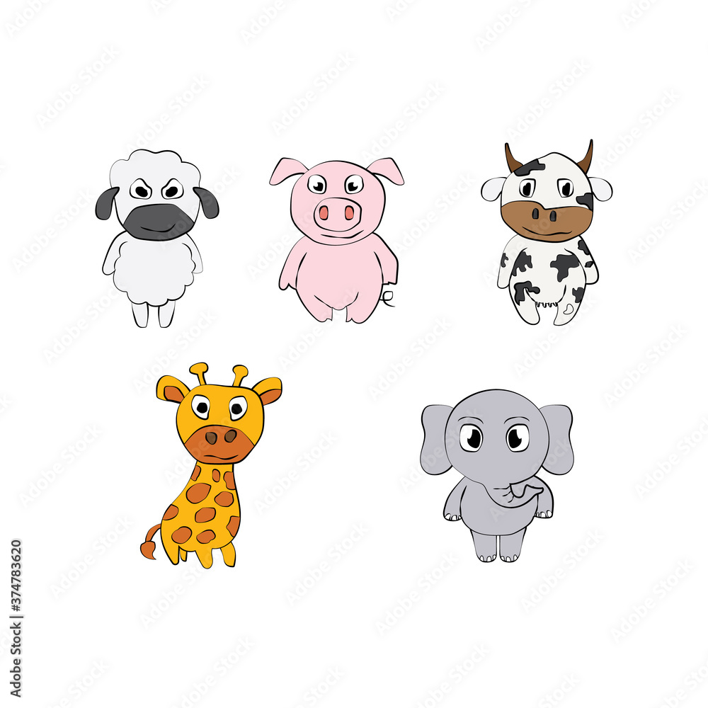 Fototapeta premium illustration vector graphic of cute animal character cartoon isolated, perfect for cover, book, birthday card, gift card, wrap paper, sticker, t-shirt, memo, decoration