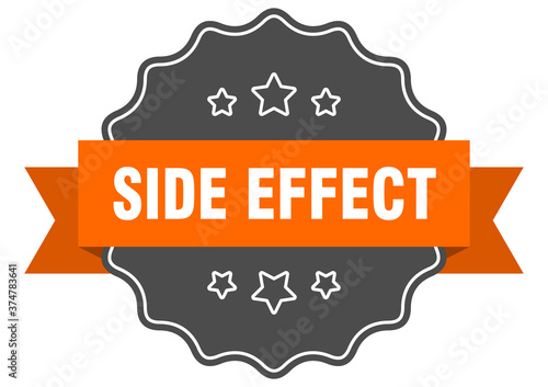side effect label. side effect isolated seal. sticker. sign