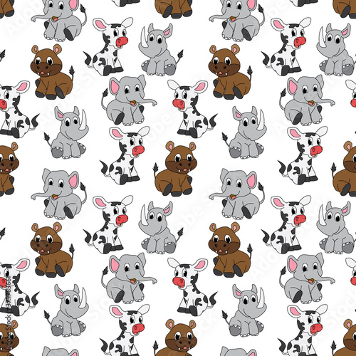 seamless pattern with cute animal charater