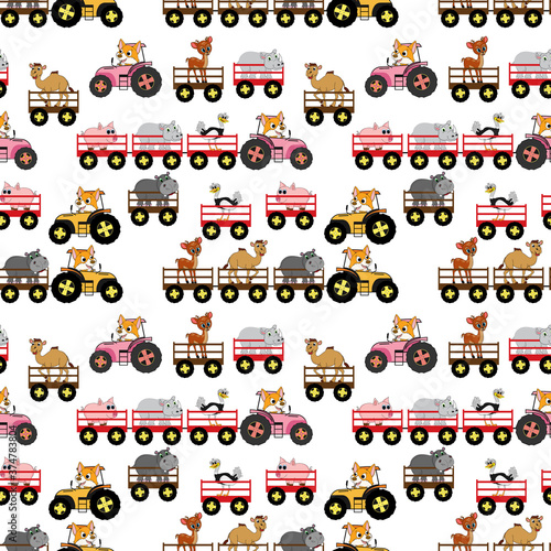 seamless pattern with cute animal charater