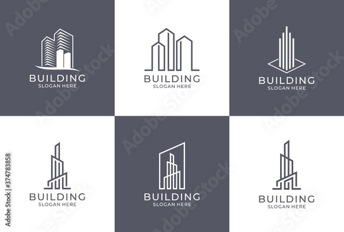 Set of building logo design. Collections of property symbol. Corporate construction identity icon