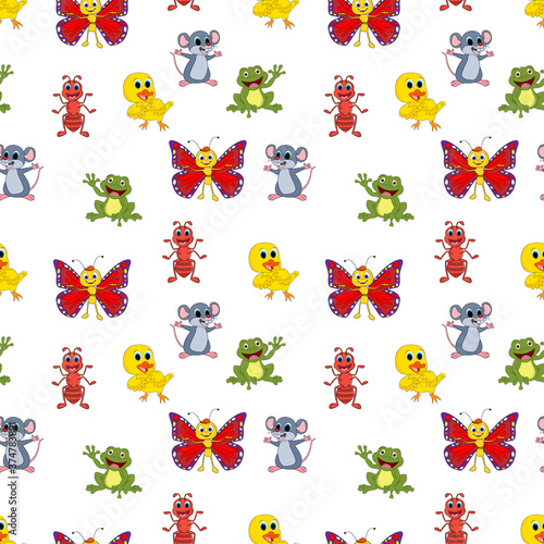 seamless pattern with cute animal charater