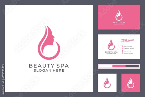 beauty and spa logo design. cosmetics corporate identity. beauty salon icon with business card template.