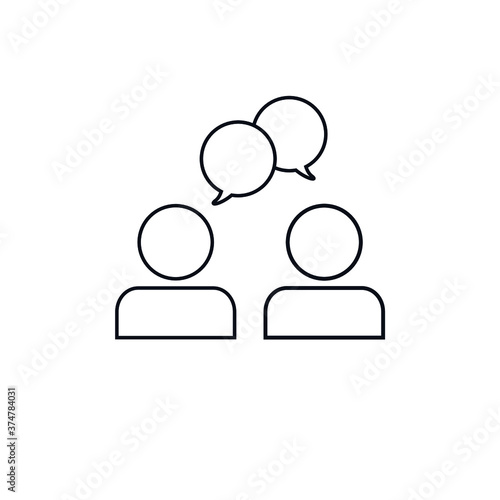 Two people chatting, speaking, conversation icon on white background illustration EPS Vector
