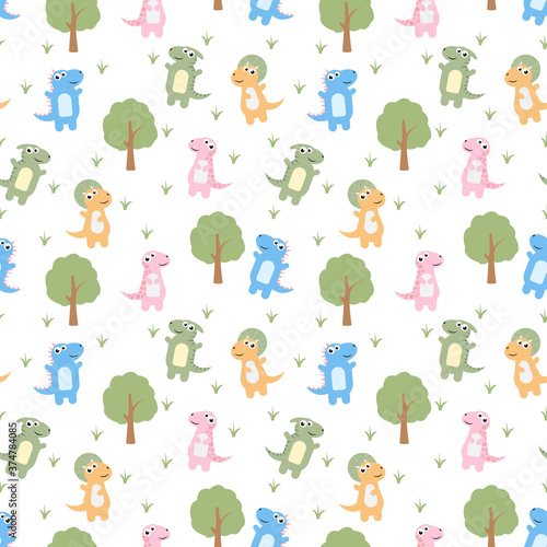 seamless pattern with cute animal charater