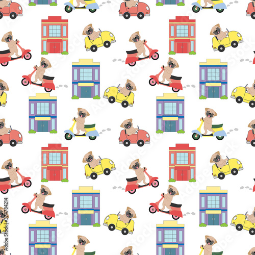 seamless pattern with cute animal charater