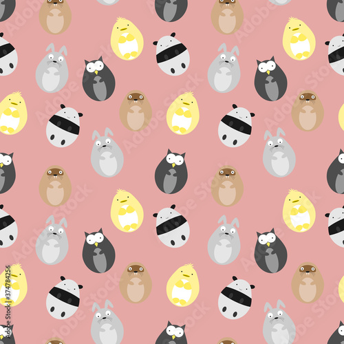 seamless pattern with cute animal charater