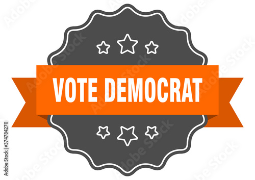 vote democrat label. vote democrat isolated seal. sticker. sign