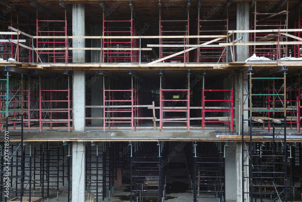 construction site metal beams structure house development construction site metal beams structure house development