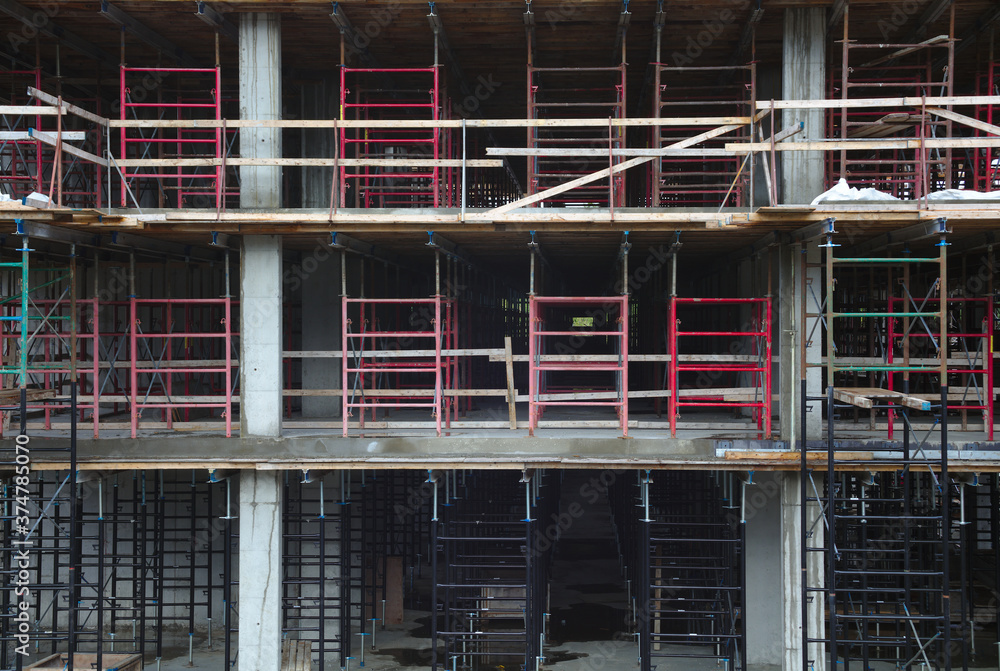 construction site metal beams structure house development