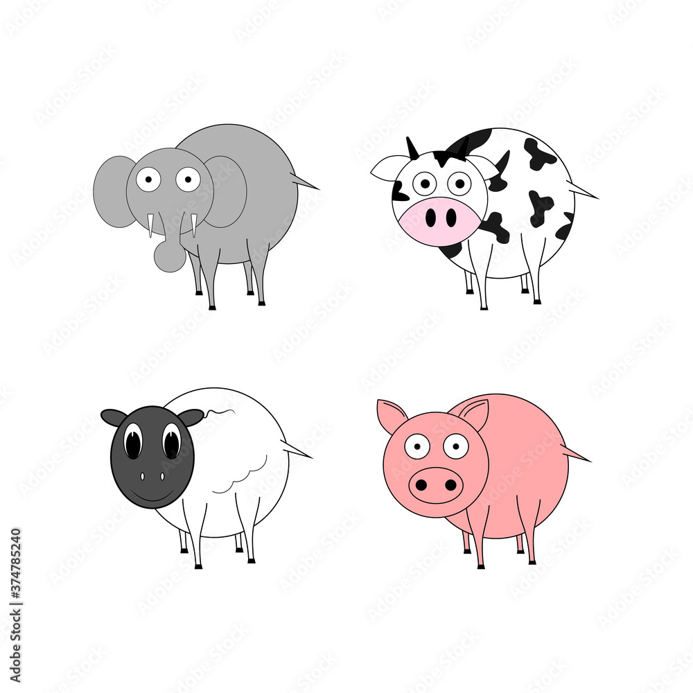 Obraz premium illustration vector graphic of cute animal character cartoon isolated, perfect for cover, book, birthday card, gift card, wrap paper, sticker, t-shirt, memo, decoration