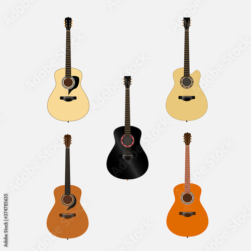 set of acoustic guitars