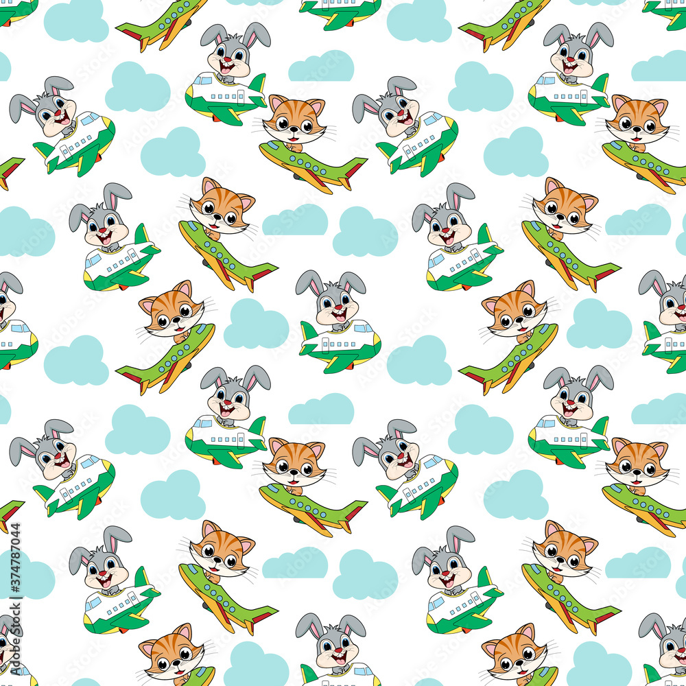 Fototapeta premium seamless pattern with funny animals
