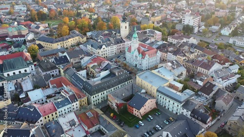 Evening view of the town hall city Sumperk. Czech Republic. High quality 4k footage photo