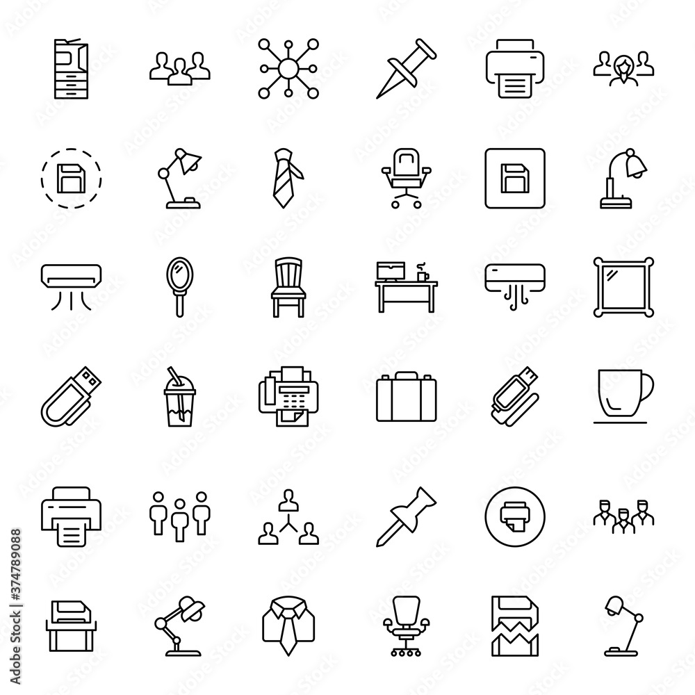 Office icon set. Office icon set.