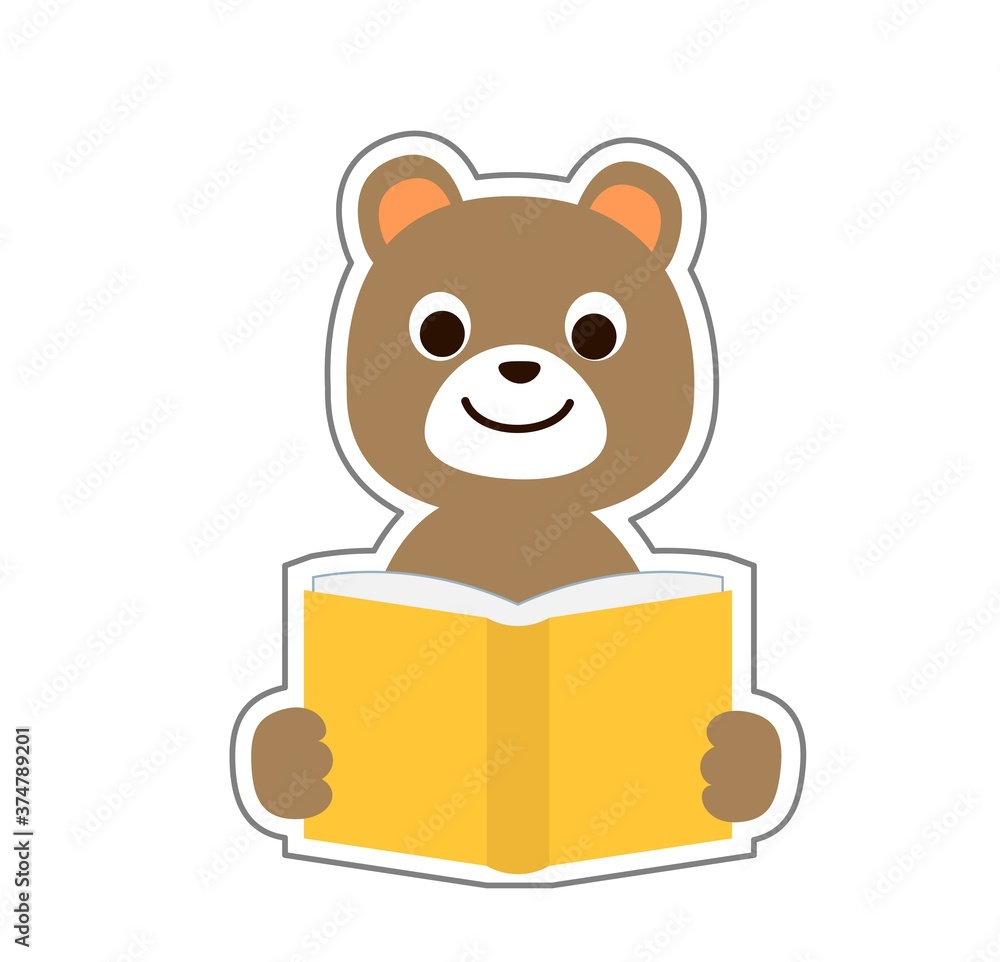 Fototapeta premium クマ 読書をしている動物アイコン