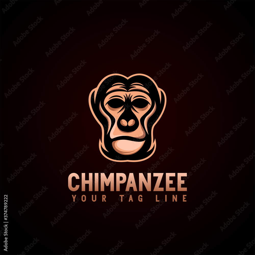 chimpanzee logo on black background