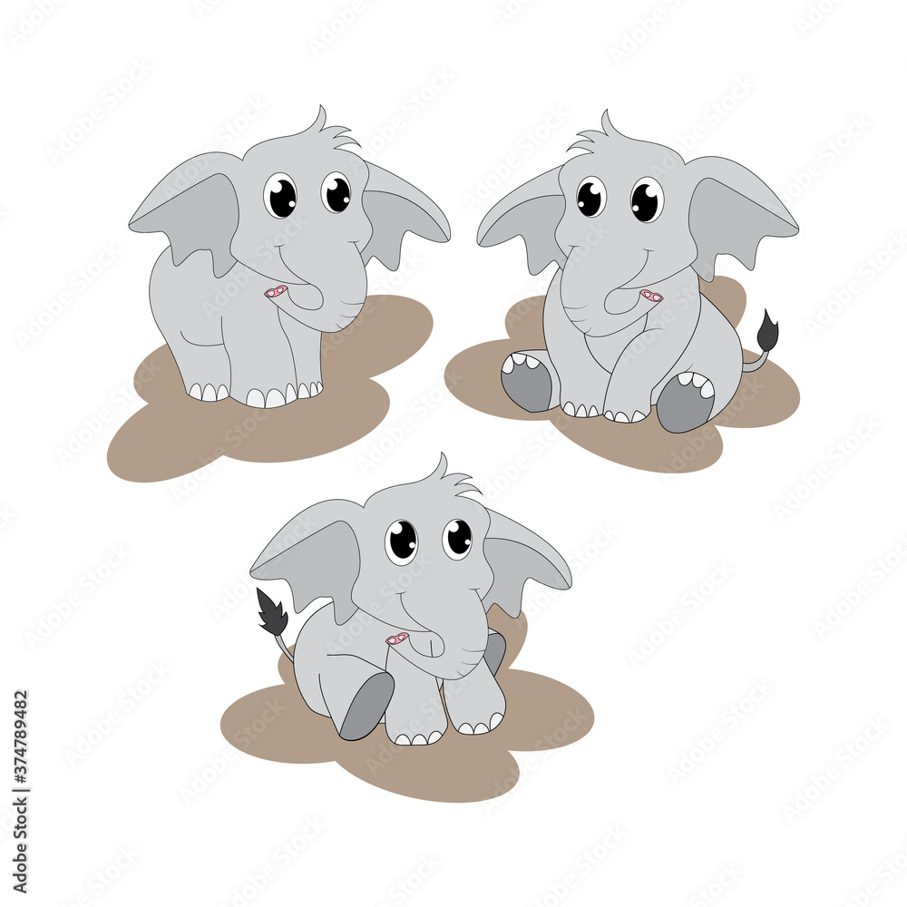 Obraz premium illustration vector graphic of cute elephant animal character cartoon isolated, perfect for cover, book, birthday card, gift card, wrap paper, sticker, t-shirt, memo, decoration