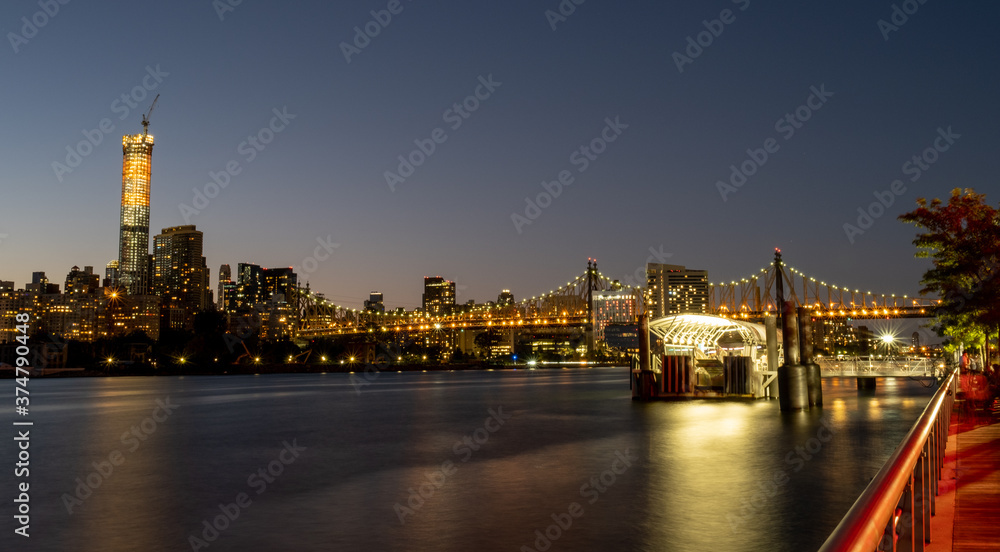View of the Queensboro Bridge into Manhattan at Dusk 