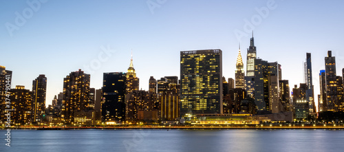 Empire State and Chrysler Buildings in the Manhattan  Skyline at night