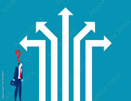 Which way to go. Business direction concept. Flat cartoon vector style