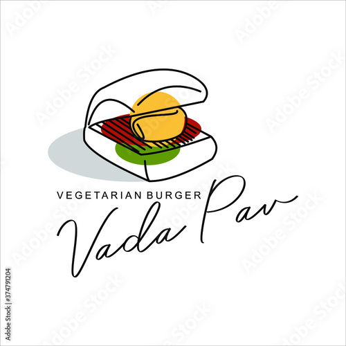 Bun Bread with Fried Potato Dumpling Illustration
