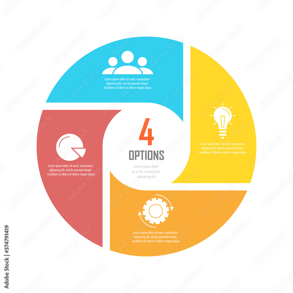 Plakat Circle infographics template can be used diagram, presentation or web design. Business concept with 4 options or steps. Vector infographic design.