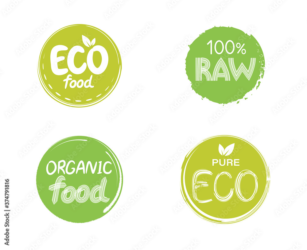 Emblem, sign for packages, natural products and health food stores. Vegan, raw, healthy food badges, tags for cafe, restaurants, products packaging etc. Healthy Food Lettering in Round Frame. Vector Emblem, sign for packages, natural products and health food stores. Vegan, raw, healthy food badges, tags for cafe, restaurants, products packaging etc. Healthy Food Lettering in Round Frame. Vector