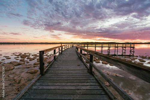 Twilight at the Thrombolites at Lake Clifton in the Peel Region  Mandurah   south of Perth  Western Australia.