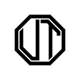 UT initial monogram logo, octagon shape, black color
