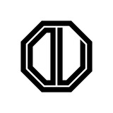 OU initial monogram logo, octagon shape, black color