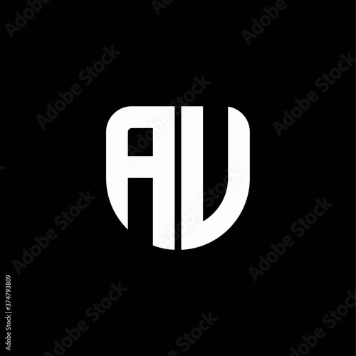 av logo monogram with circular shape shield design template