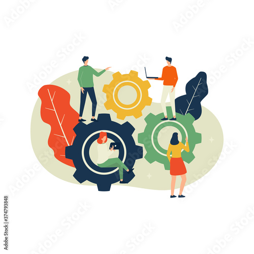 Vector illustration, business teamwork concept, problem solving