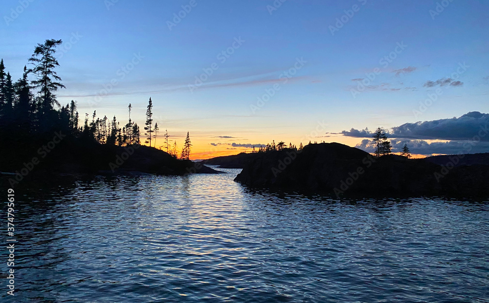 Sunset over Picture Rock Harbour on Lake Superior's north-eastern coast
