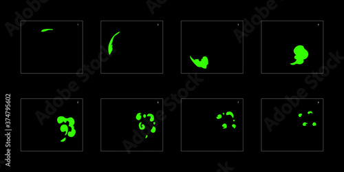 Smoke effect. liquid smoke animation sprite sheet. classic liquid smoke effect animation for game or cartoon or animation. vector style liquid animation effect 1791.
