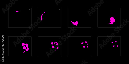 Smoke effect. poison smoke animation sprite sheet. classic poison smoke effect animation for game or cartoon or animation. vector style poison animation effect 1792.
