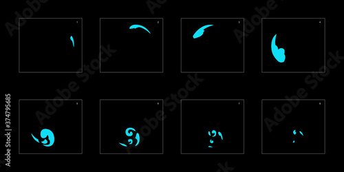 Smoke effect. blue smoke animation sprite sheet. classic smoke effect animation for game or cartoon or animation. vector style animation effect 1794.