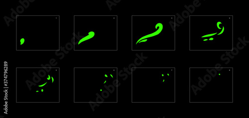 Smoke effect. liquid smoke animation sprite sheet. classic liquid smoke effect animation for game or cartoon or animation. vector style liquid animation effect 1809.