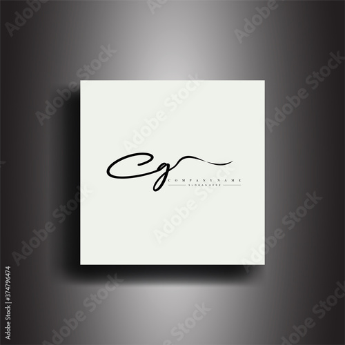CG Signature style monogram.Calligraphic lettering icon and handwriting vector art.
