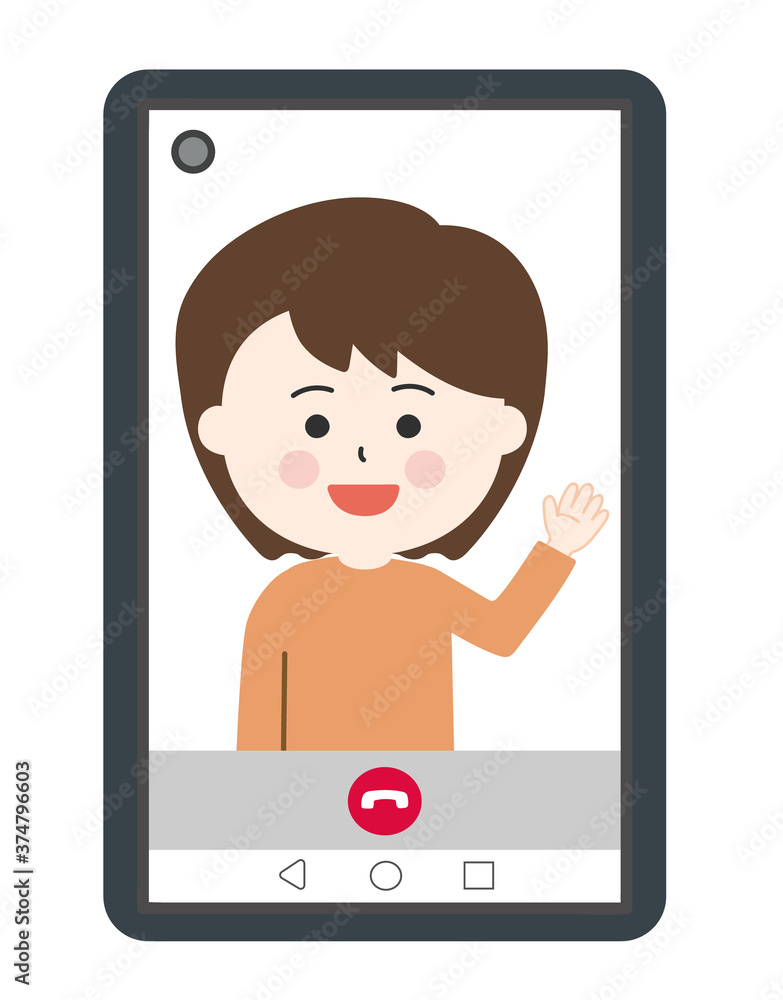 Woman having video call on smartphone. Vector illustration isolated on white background. Woman having video call on smartphone. Vector illustration isolated on white background.