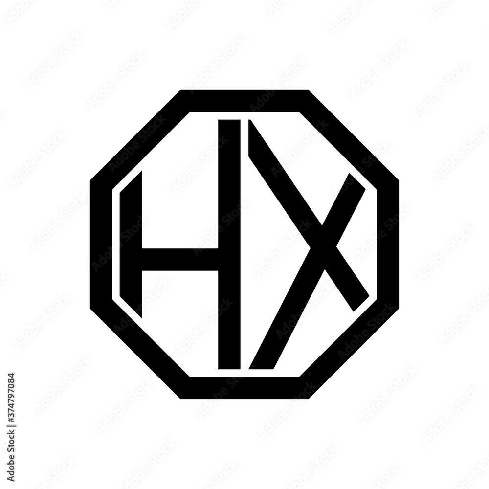 HX initial monogram logo, octagon shape, black color