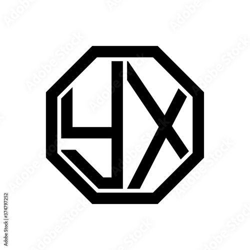 YX initial monogram logo, octagon shape, black color