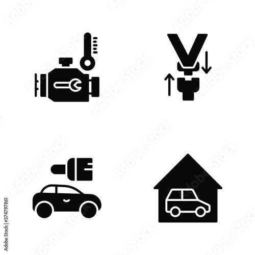 Car Maintenance Glyph Vector Icons