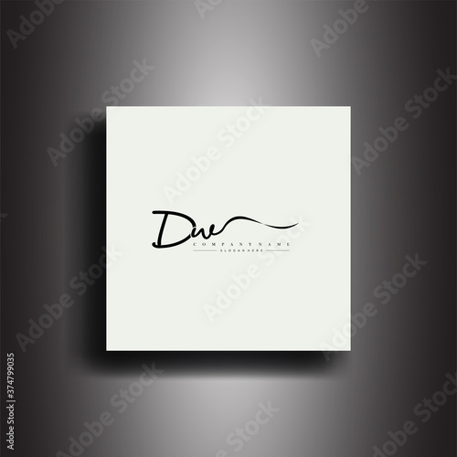 DW Signature style monogram.Calligraphic lettering icon and handwriting vector art. photo