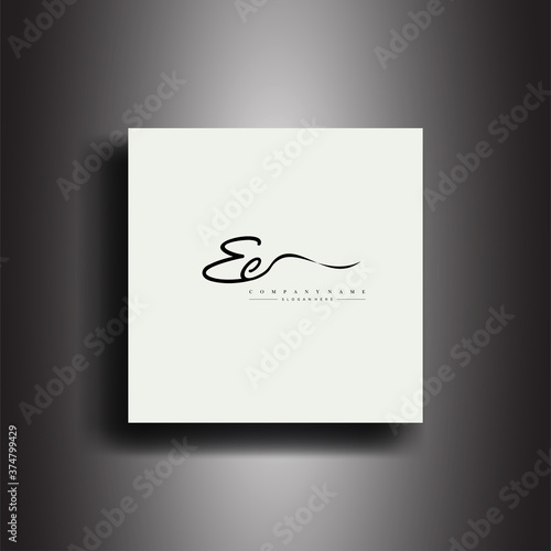 EC Signature style monogram.Calligraphic lettering icon and handwriting vector art. photo