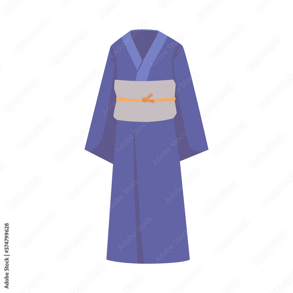 Japanese samurai men kimono cartoon flat vector illustration isolated.