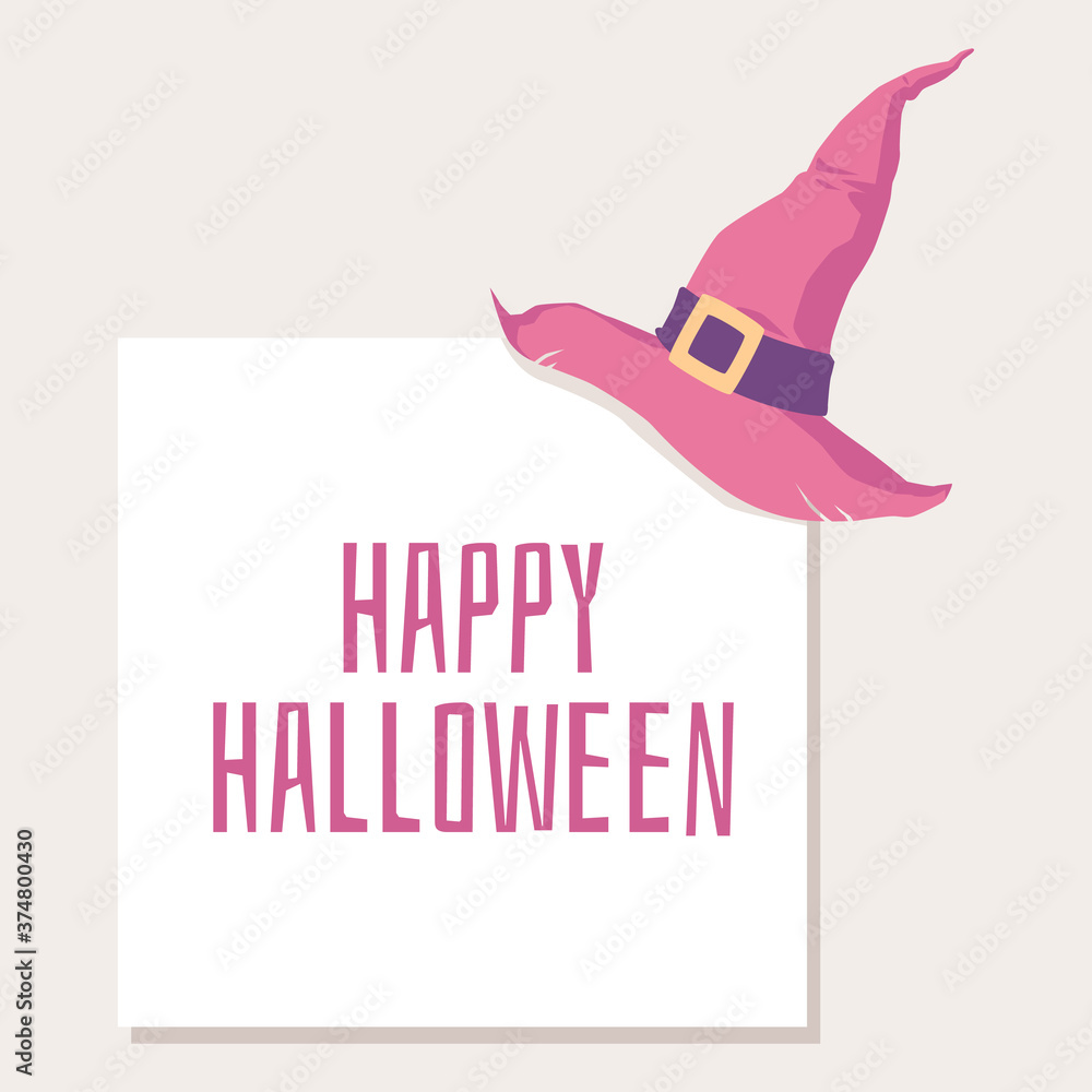 Halloween card or poster with witch or wizard hat, vector illustration isolated. Halloween card or poster with witch or wizard hat, vector illustration isolated.