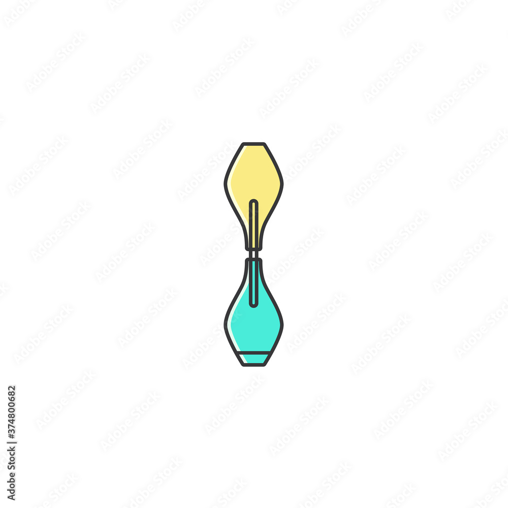 Waveboard skateboard flat colorful line icon on isolated white background. Wave board cruiser linear sign, symbol, element in minimal design. Skateboarding equipment vector illustration. Waveboard skateboard flat colorful line icon on isolated white background. Wave board cruiser linear sign, symbol, element in minimal design. Skateboarding equipment vector illustration.